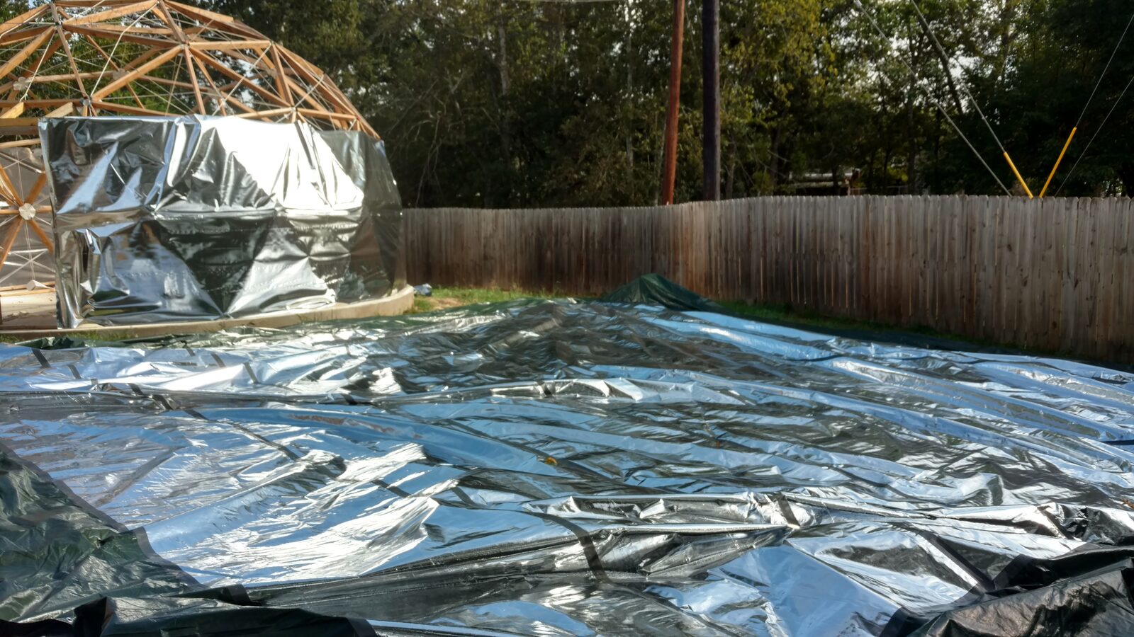 Latex concrete shell fabric work in progress