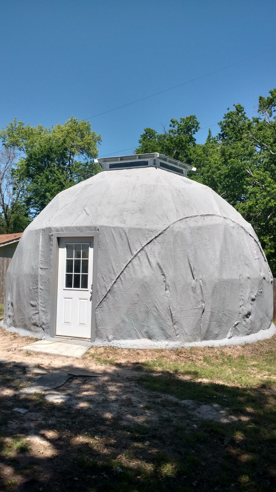 Fully shelled dome with door installed